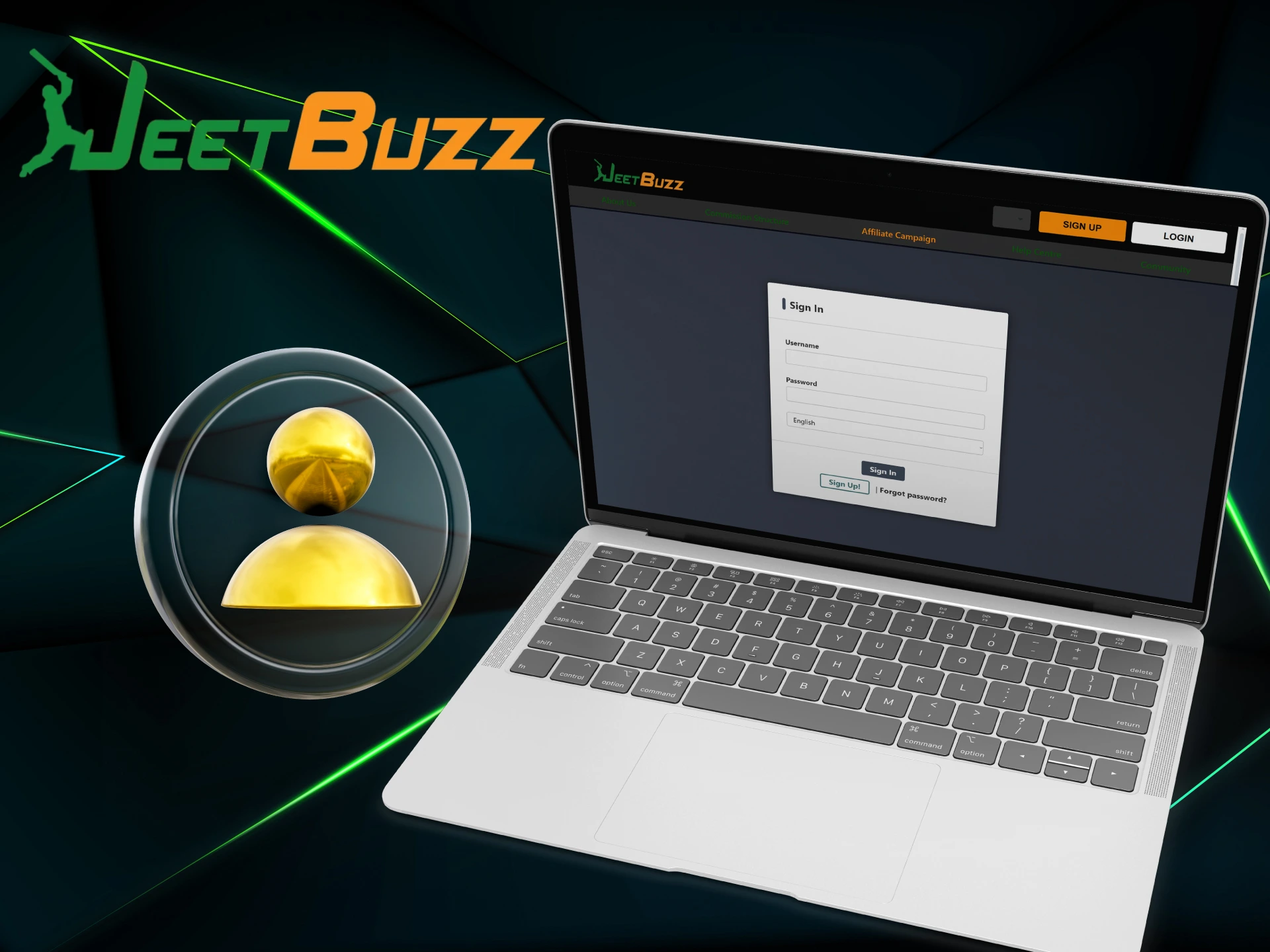 Enter your username, password and select your preferred language to sign up for the JeetBuzz affiliate program.