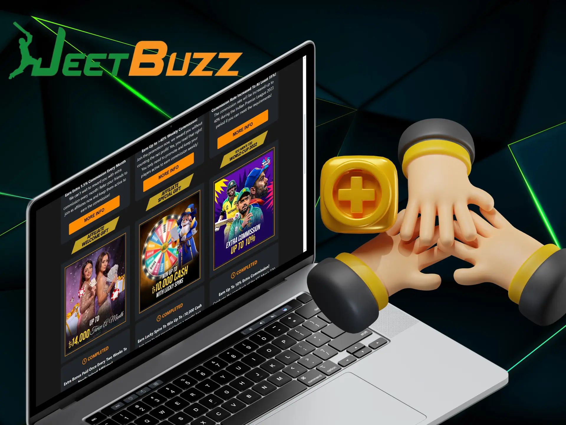 You can earn extra money by inviting new players to the JeetBuzz site.