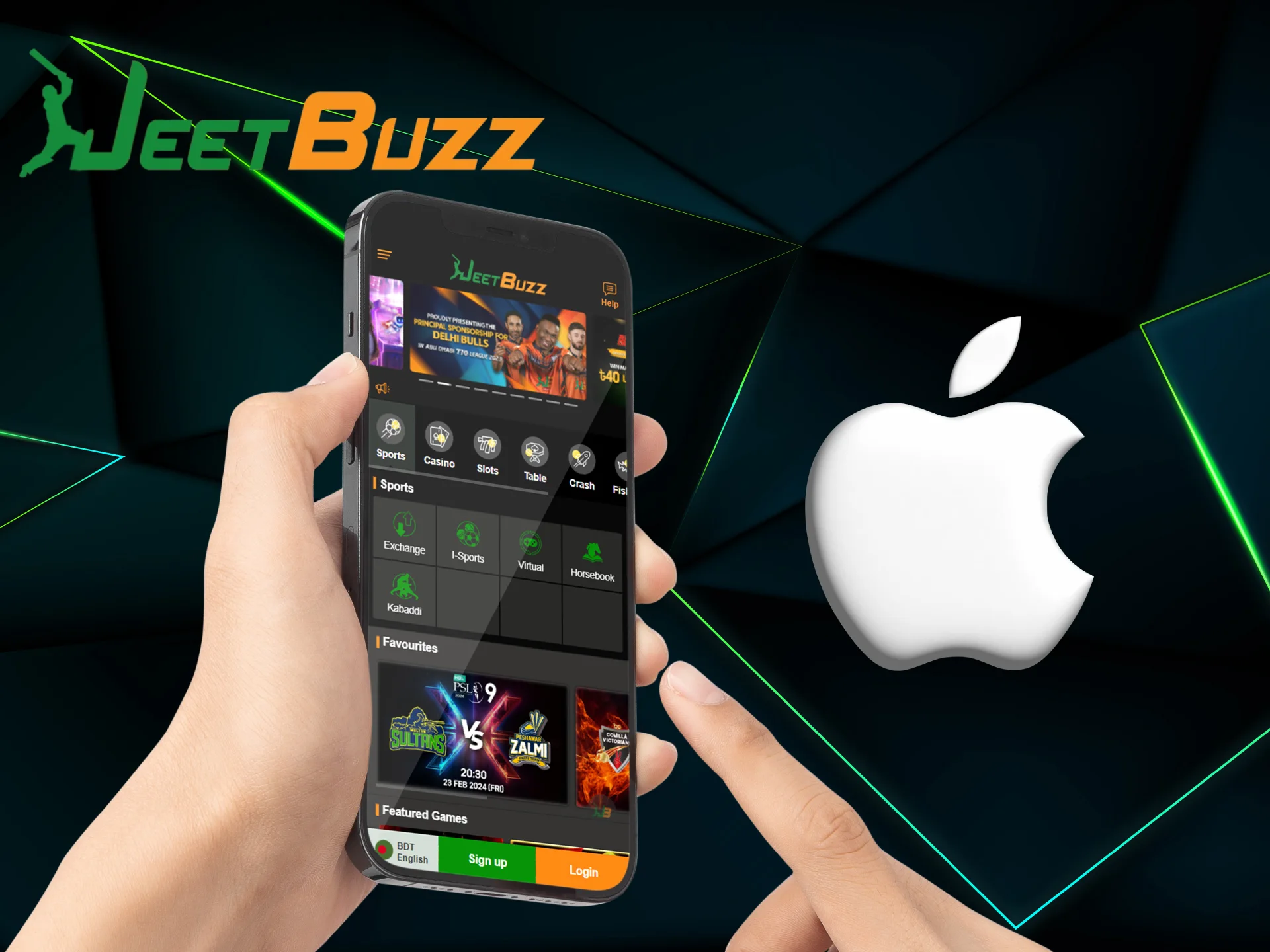 The iOS app is in development, but you can use the browser version of JeetBuzz.