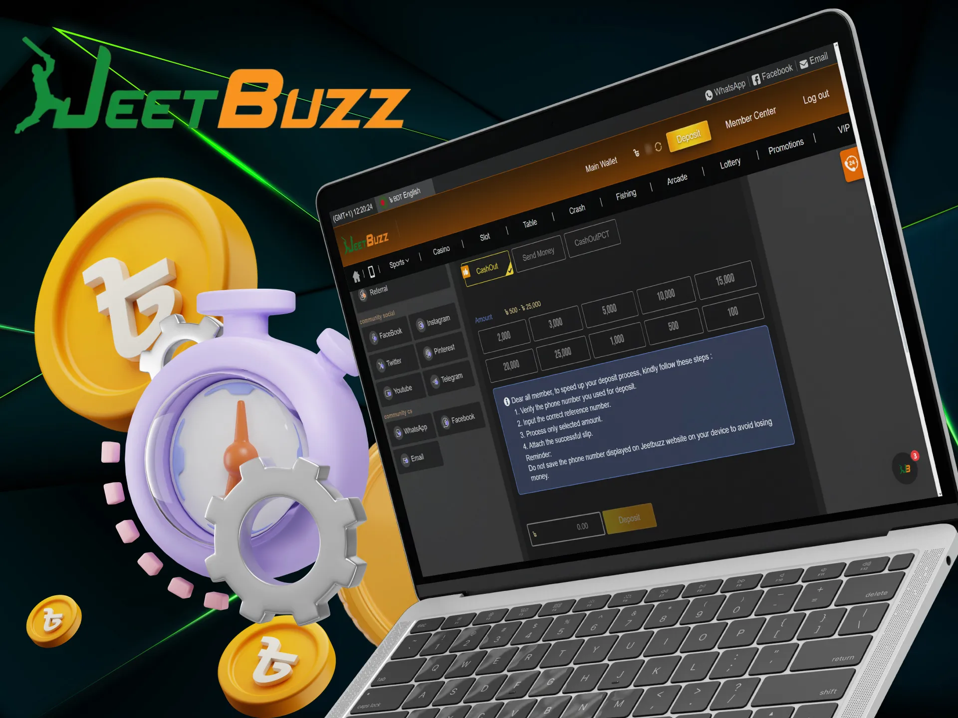 Deposits at JeetBuzz are processed instantly.