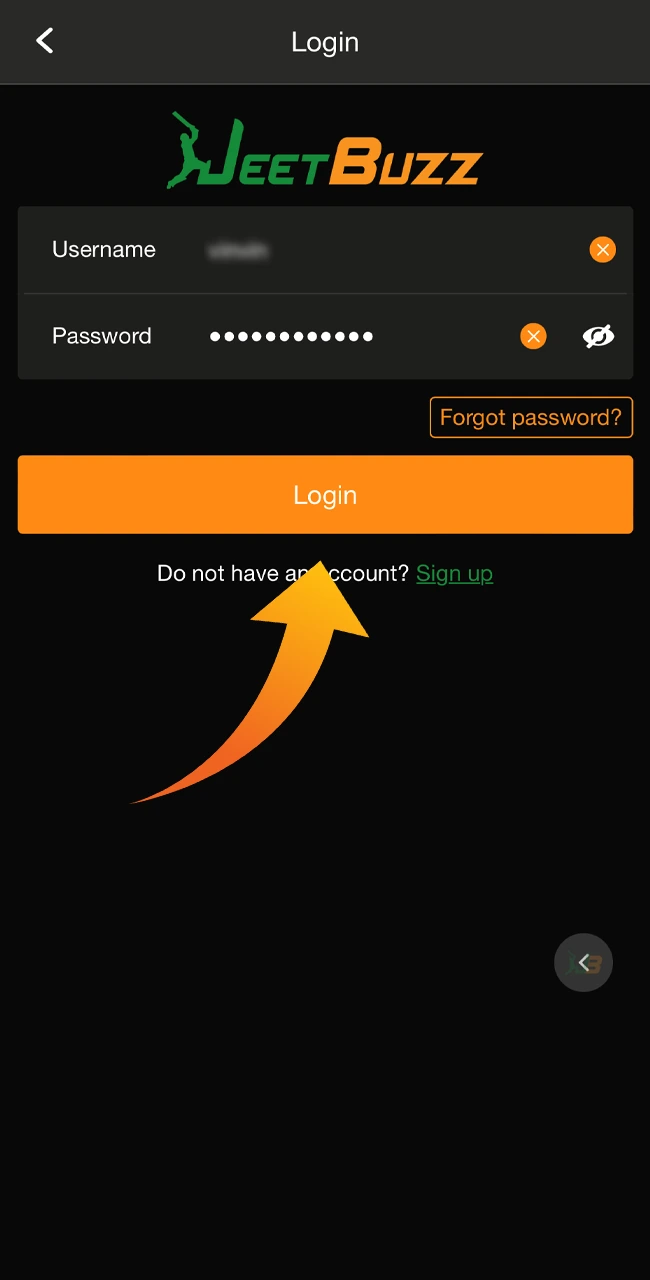 Enter username password to log in to your account.