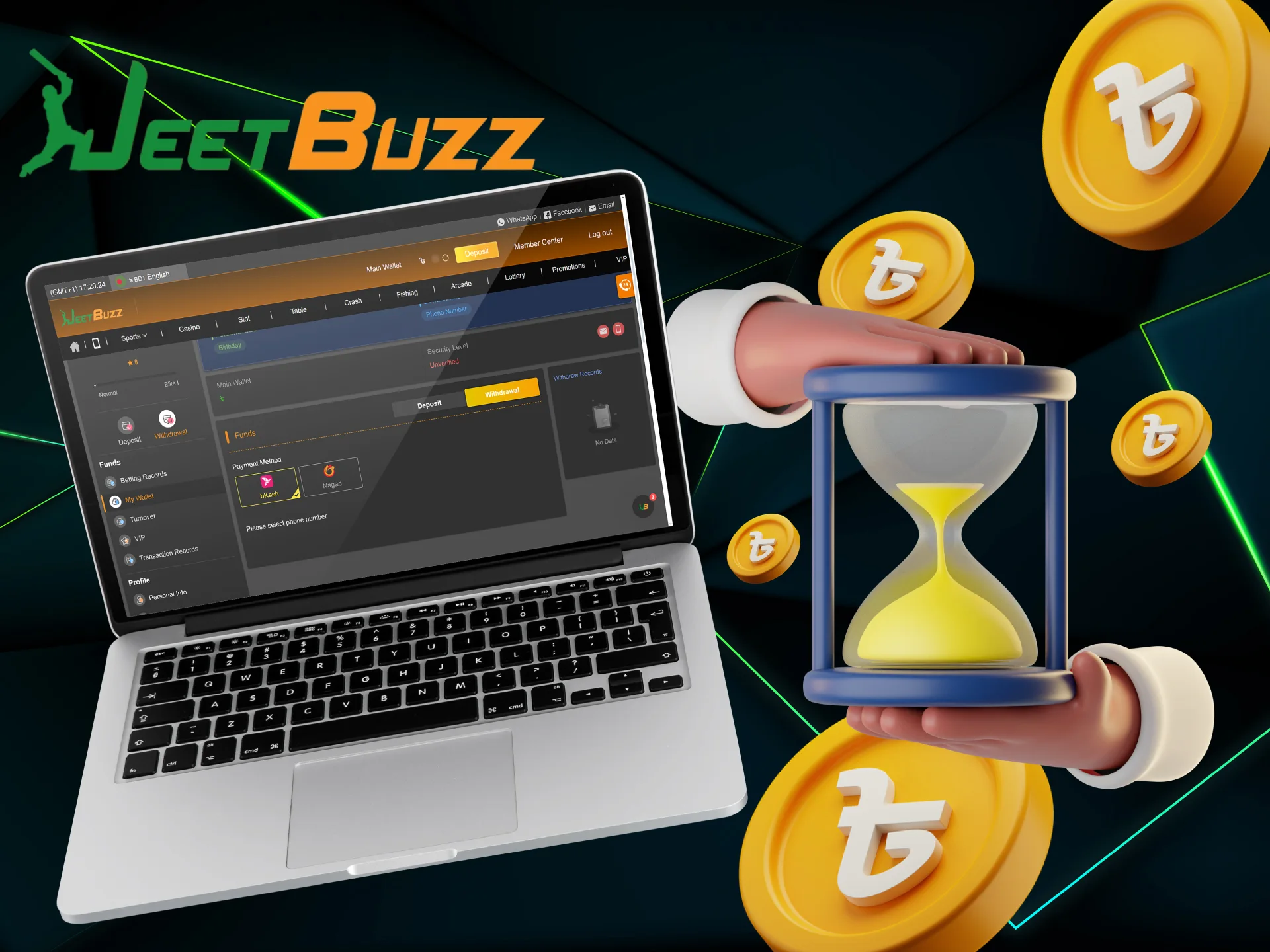 Withdrawals on JeetBuzz can take 15-30 minutes.