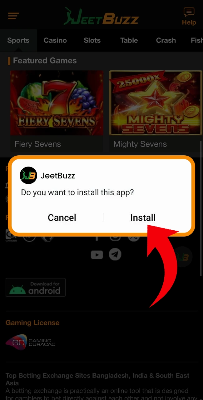 Install the Jeetbuzz app on your phone.