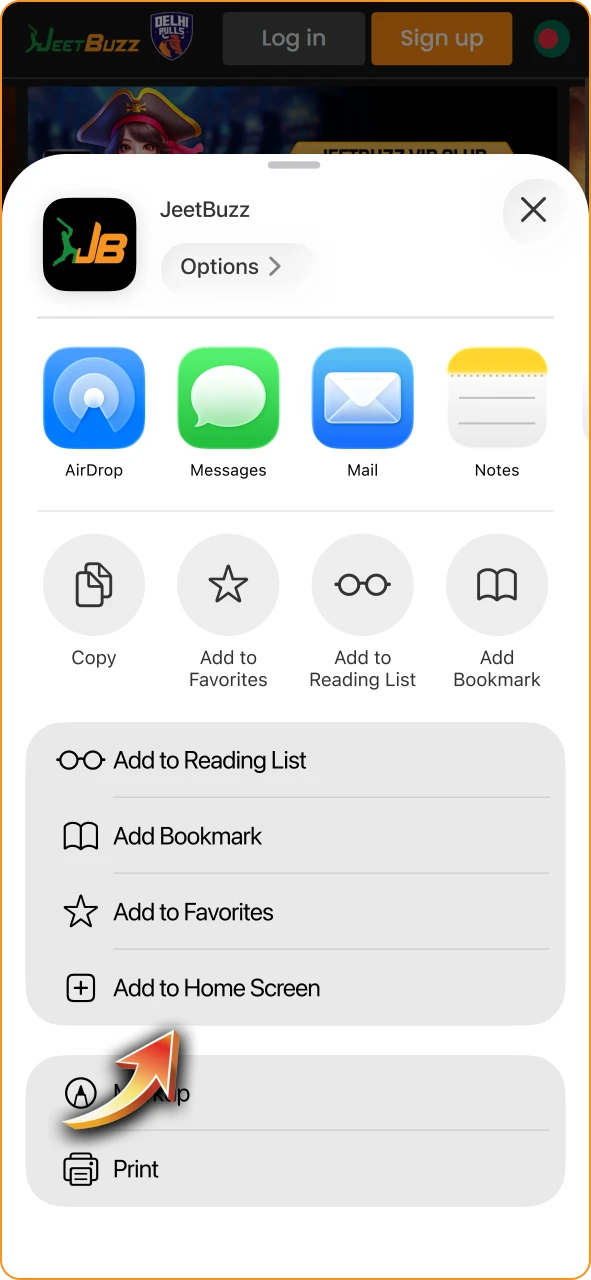 Create a Jeetbuzz shortcut on your iOS home screen for quick access.