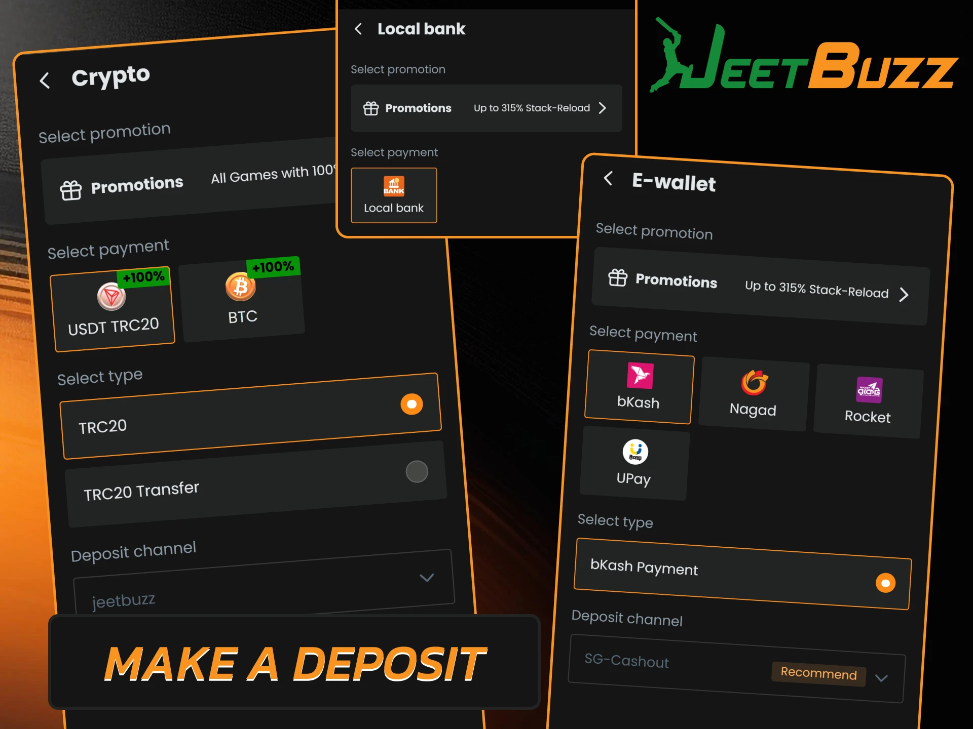 Follow the steps to make a secure deposit into your Jeetbuzz account.