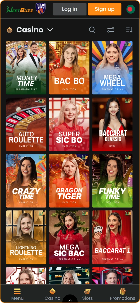 Jeetbuzz online casino games lobby.